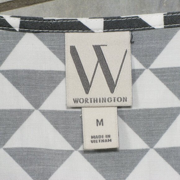 Worthington Black/White Checker Pattern Pull Over Blouse Size Medium - Picture 5 of 7